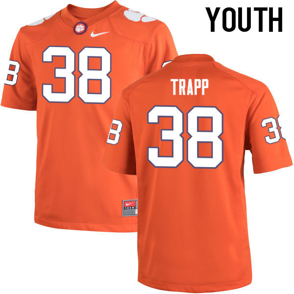Youth Clemson Tigers #38 Amir Trapp College Football Jerseys-Orange - Click Image to Close